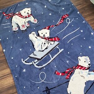 Blue Polar Bear Throw Blanket